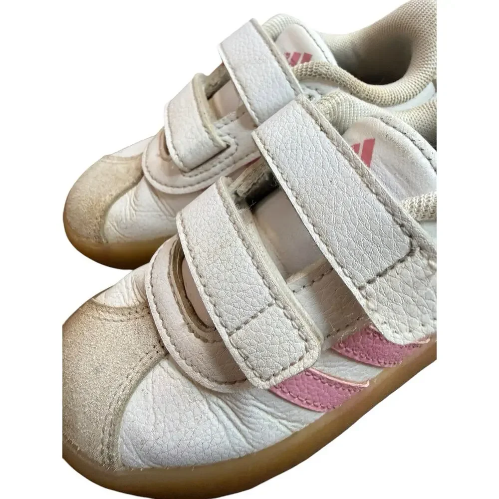 Adidas White Pink JI1266 Toddler Size 8 Hook Loop Gummy Sneakers Shoes
